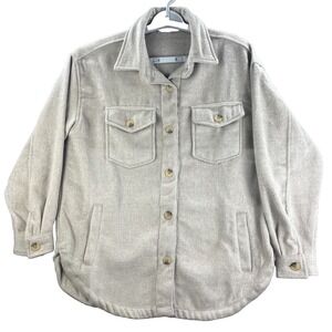 Members Mark Shirt Beige Toasted Heather Womens Medium‎ Suede Long Sleeve Jacket